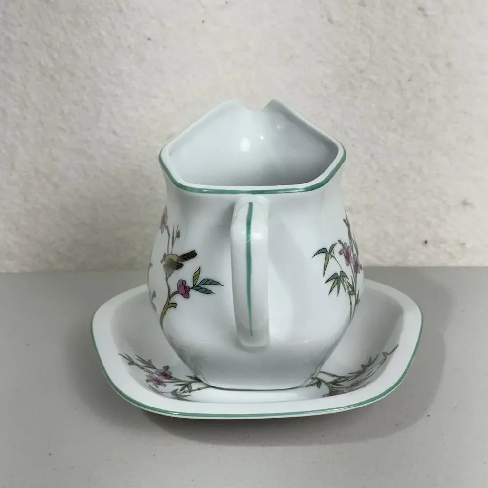 Andre Richard Japan VTG Porcelain Creamer Pitcher & Saucer Plate Indian Tree
